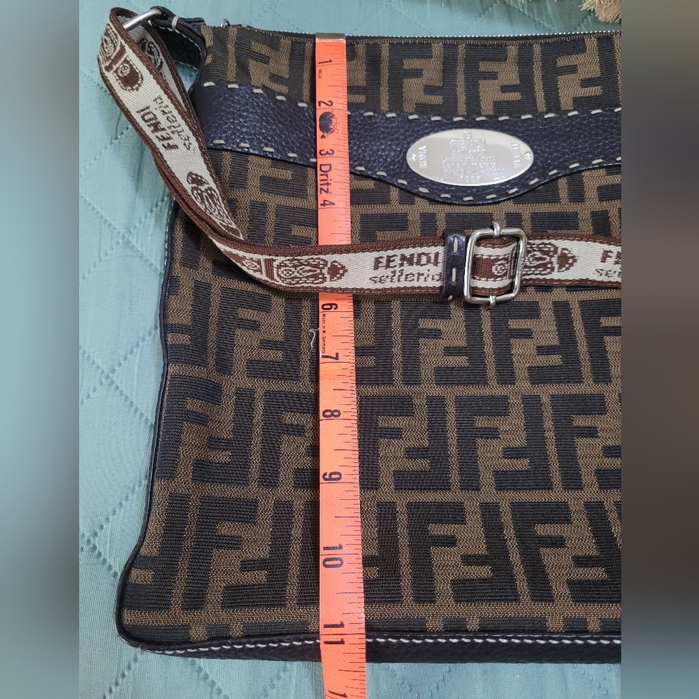 Fendi Zucca Selleria Canvas Leather Crossbody Bag - Picture 12 of 14